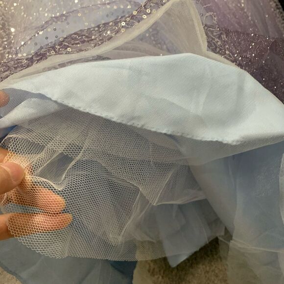 Stunning Blue Gradient V-Neck Sequined Ballgown - Picture 15 of 17